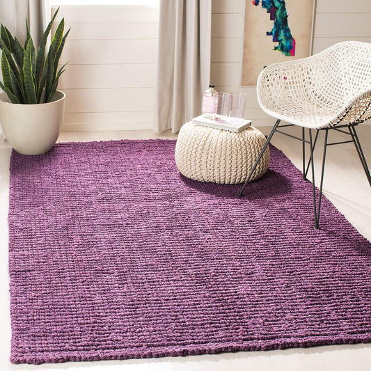Handmade Jute Area Rug 2x3 - Natural Fiber Collection in Purple