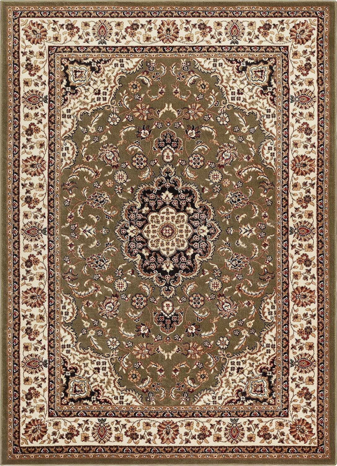 Medallion Kashan Green 5x7 Area Rug for Living Room and Bedroom