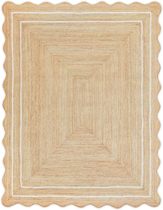Wave Scalloped Natural Jute Runner for Boho Farmhouse Decor