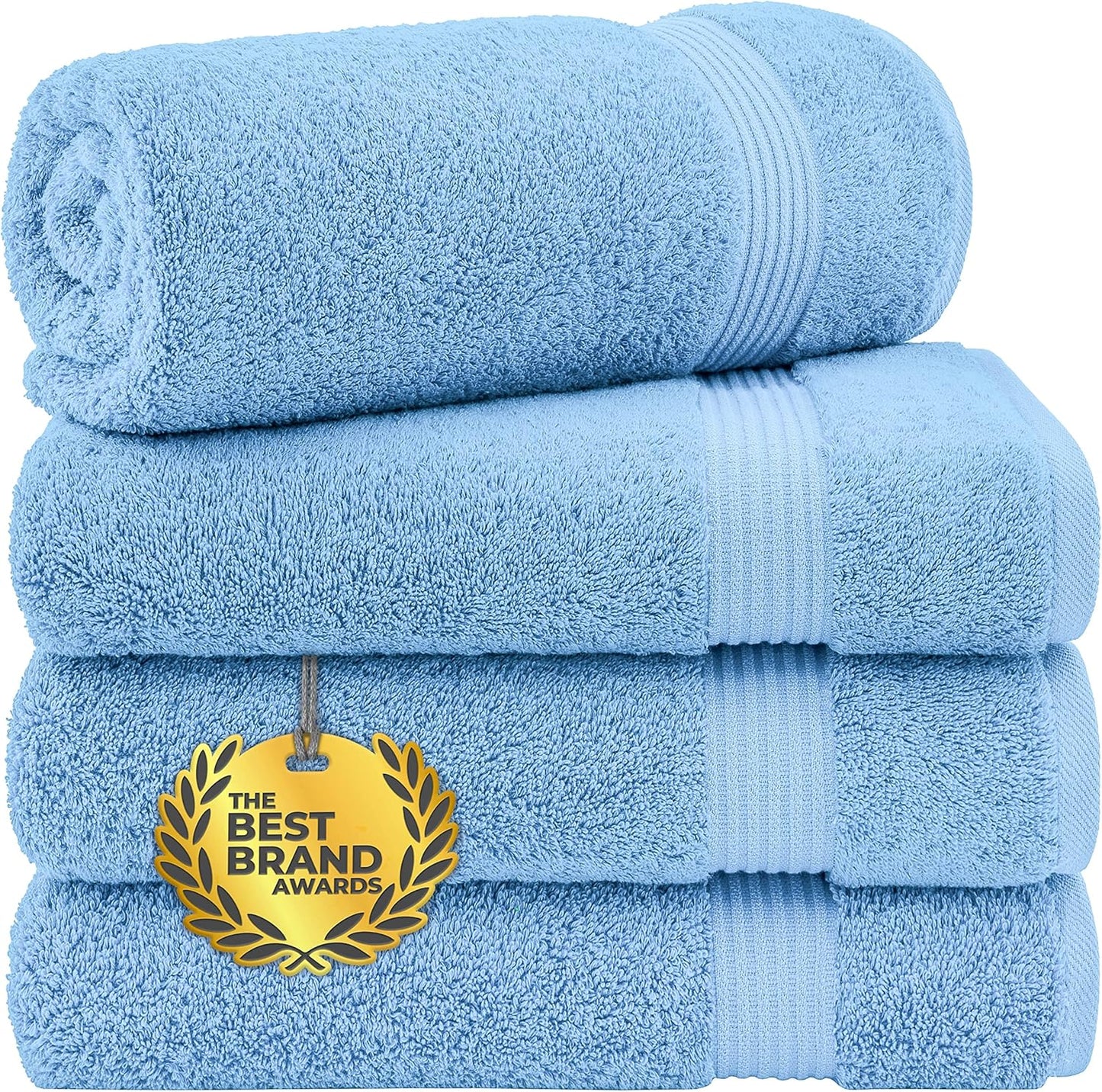 Extra Large Cotton Paradise Turkish Bath Towels Set in Sky Blue