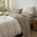 MooMee Bedding Sheet Set Cal King - Washed Cotton Linen-Look