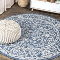 Vine & Border Indoor Outdoor Round Area Rug 5 Ft Navy/Gray - Durable