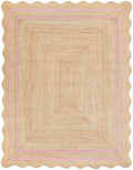 Wave Scalloped Natural Jute Rug Runner - Light Pink Boho Entryway