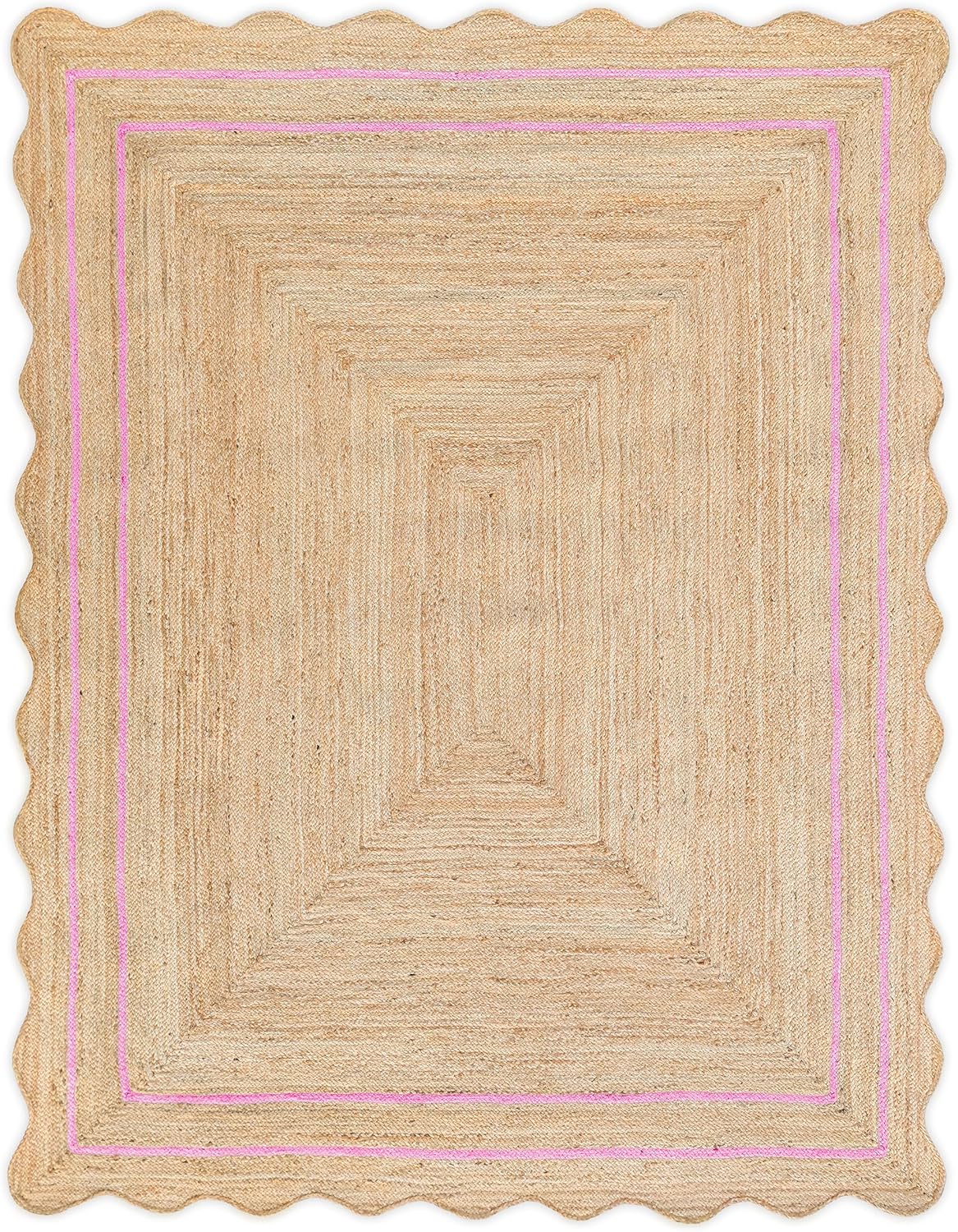 Wave Scalloped Natural Jute Rug - Boho Entryway Runner