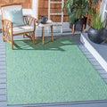 Courtyard 4 ft x 5 ft7 in Green/Blue Outdoor Waterproof Rug - Durable