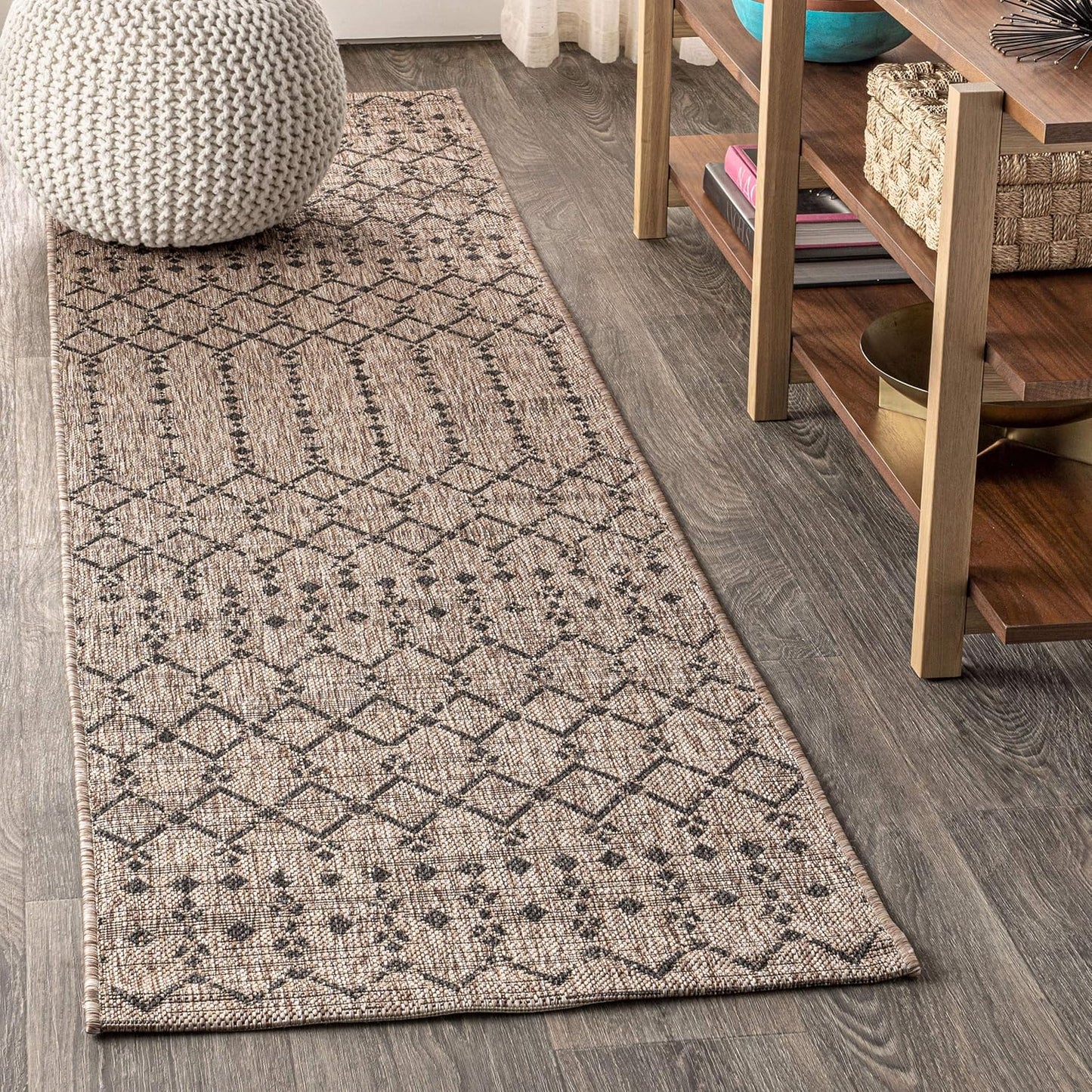 JONATHAN Y Moroccan Geometric Indoor Outdoor Runner Rug 2X8