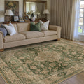 3x5 Entryway Area Rug Retro Green Small Rug - Machine Washable Vintage