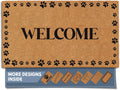 Natural Coco Coir Heavy Duty Doormat 17x30 - Durable Paw Print Welcome