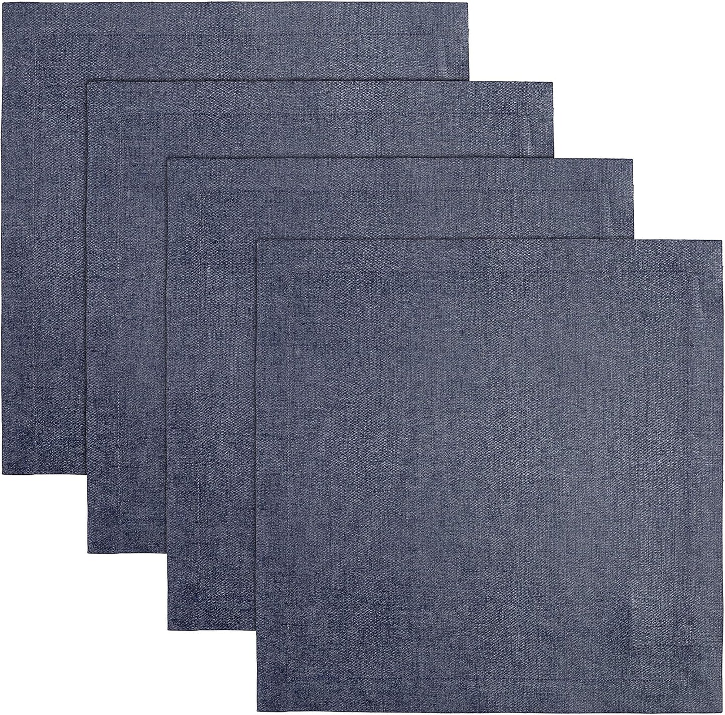 Navy Blue Placemats Set of 4 - 100% Pure Linen for Fall