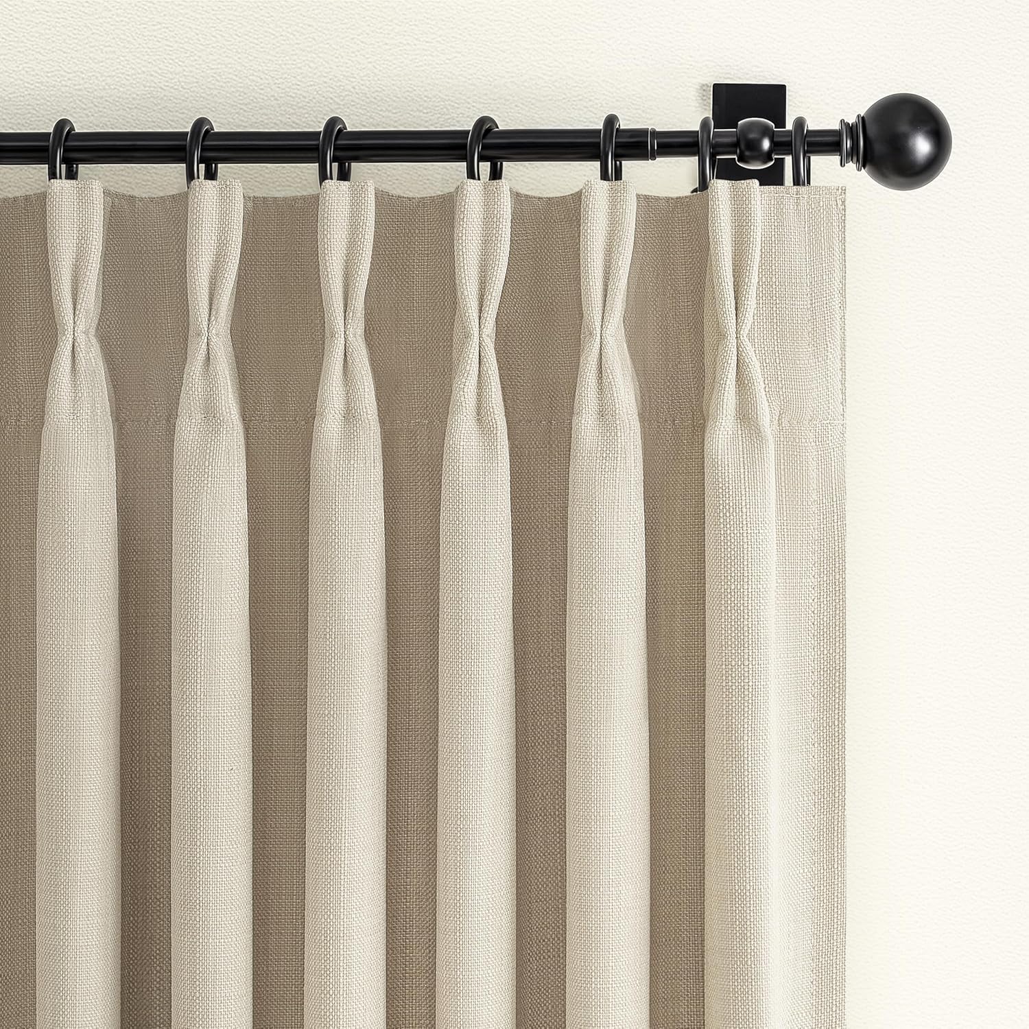 Room Darkening Natural Linen 84 Inch Curtains for Living Room