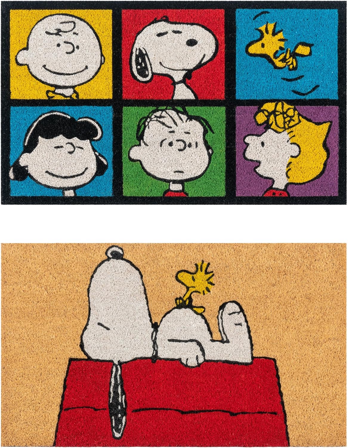 Gertmenian Peanuts Snoopy Coir Doormat Set for High Traffic Areas