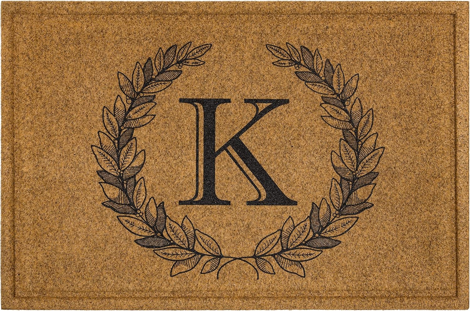 Mohawk Home Entryway Door Mat Laurel Monogram Letter K