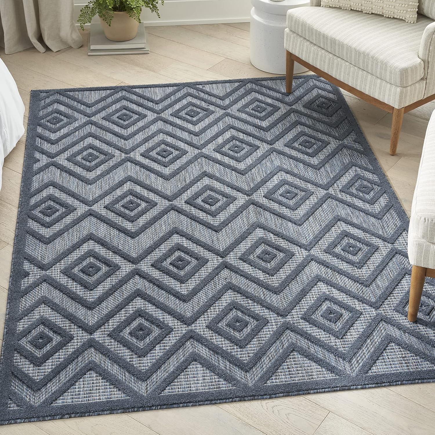 Nourison Home Versatile Indoor/Outdoor Navy Blue Area Rug 4ft x 6ft