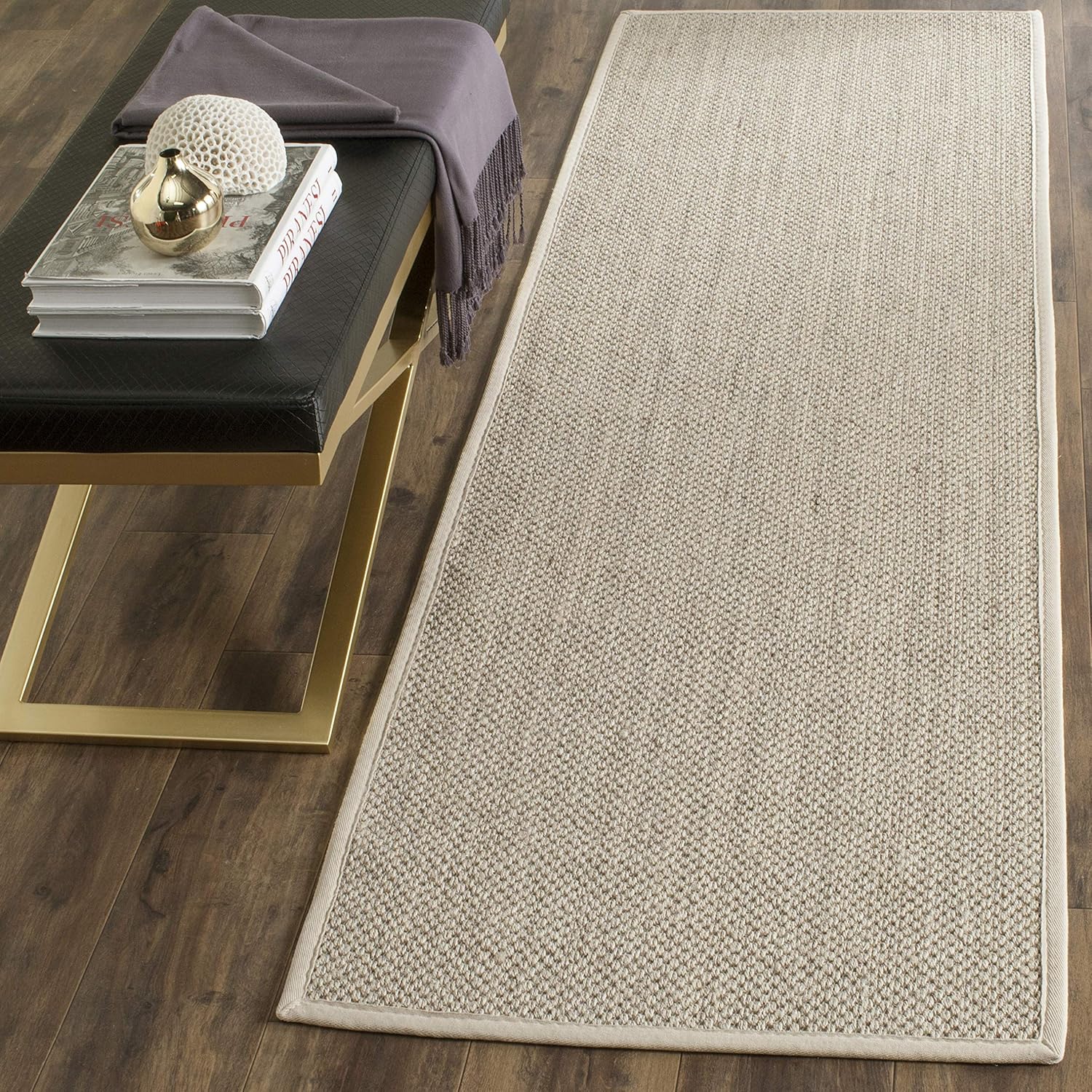 SAFAVIEH Natural Fiber Runner Rug - Stylish Marble & Beige Design