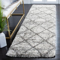 Hudson Shag Runner Rug 2ft3 in x 8 ft - Plush Grey Beige Runner