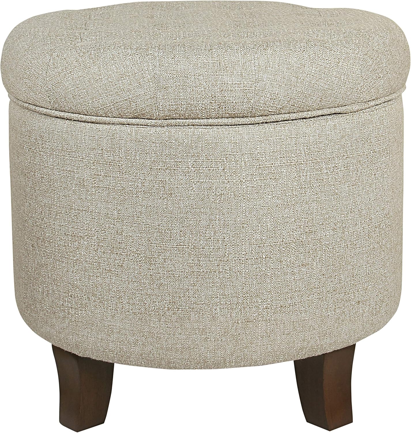 Homepop Upholstered Round Tufted Foot Rest Ottoman with Storage