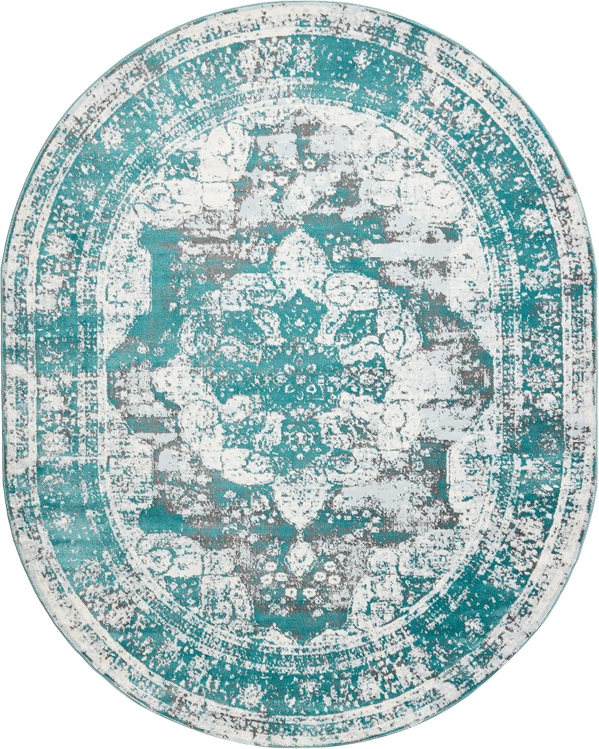 Unique Loom Sofia Collection Area Rug - Vintage Turquoise Oval