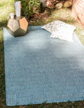 Outdoor Flatweave Area Rug 5ft 3in x 8ft Aquamarine/Ivory - Durable
