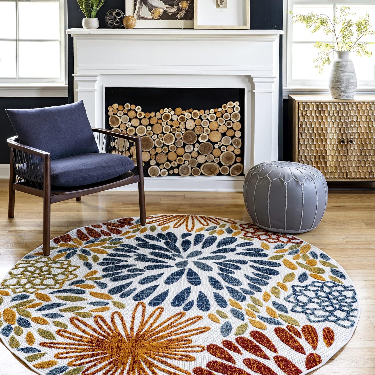 nuLOOM Monique Floral Indoor/Outdoor Area Rug, 8ft Round, Multi