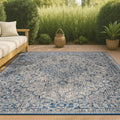 Boho Medallion Indoor Outdoor Area Rug 4X6 Gray/Navy for All Spaces
