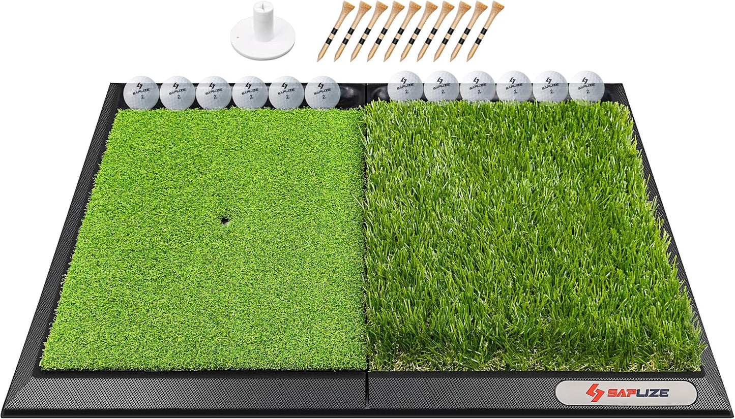 SAPLIZE Foldable Heavy-Duty Golf Hitting Mat for Practice