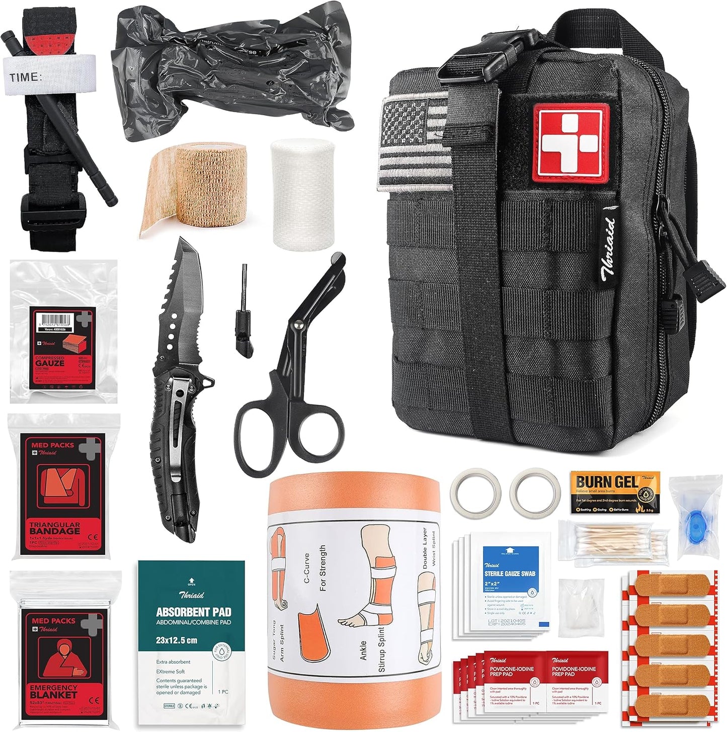 THRIAID Survival First Aid Kit for Tactical Emergency Needs