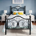 Twin Size Metal Bed Frame with Butterfly Headboard - Elegant, Quiet