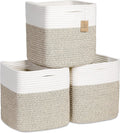 11 in Cotton Rope Storage Cubes 3-Pack - Foldable Woven Baskets