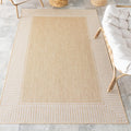 nuLOOM 4x6 Indoor/Outdoor Asha Area Rug - Durable Tan Border