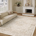 5x7 Washable Area Rug Beige Vintage Distressed Rug - Soft Low Pile