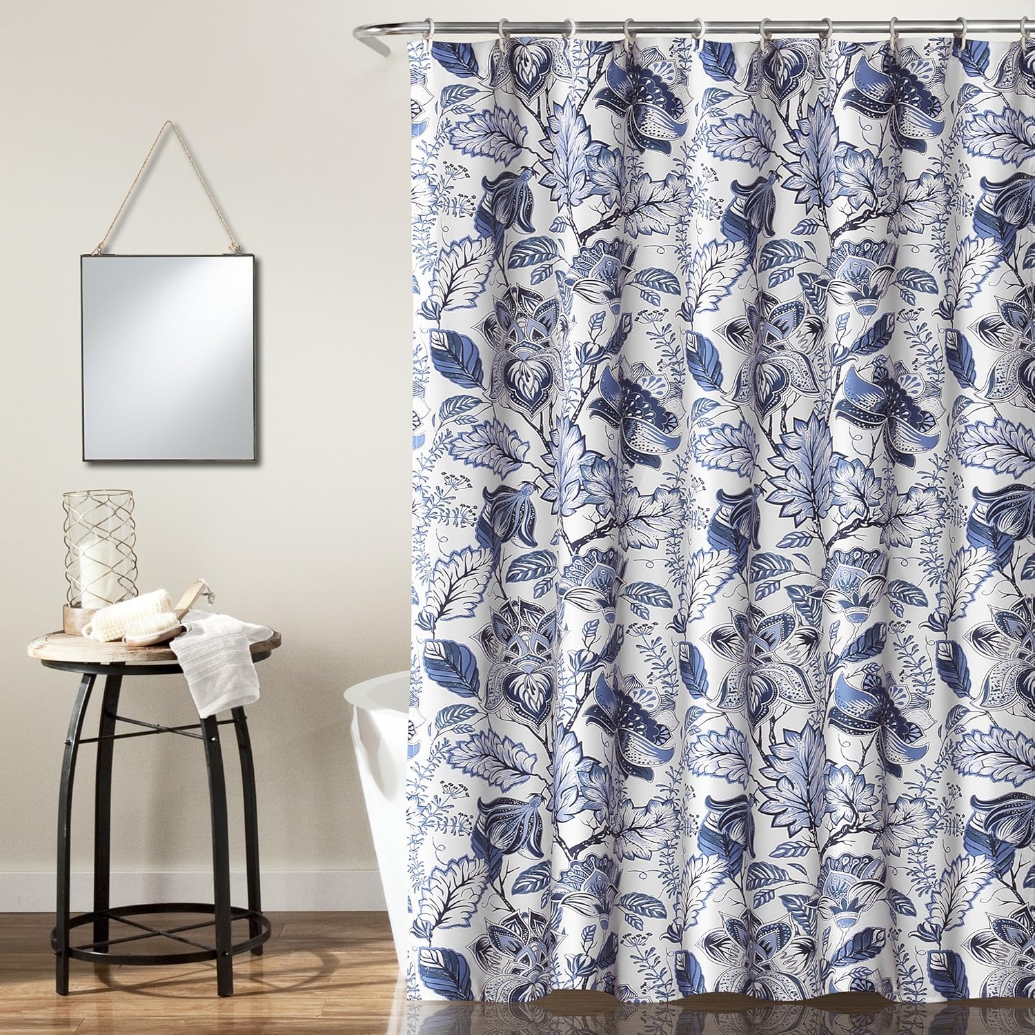 Lush Decor Blue Floral Shower Curtain - Elegant 72x72 Design
