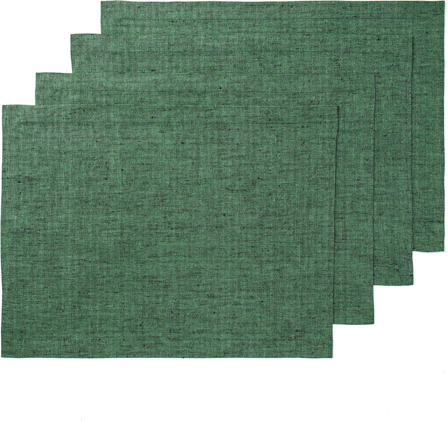 Solino Home Linen Placemats Set of 4 - Forest Green