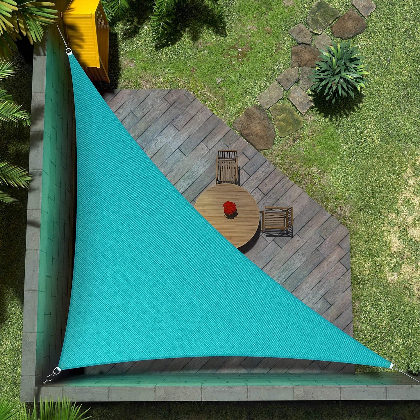 Custom Size Turquoise Triangle Sun Shade Sail for Outdoor Use