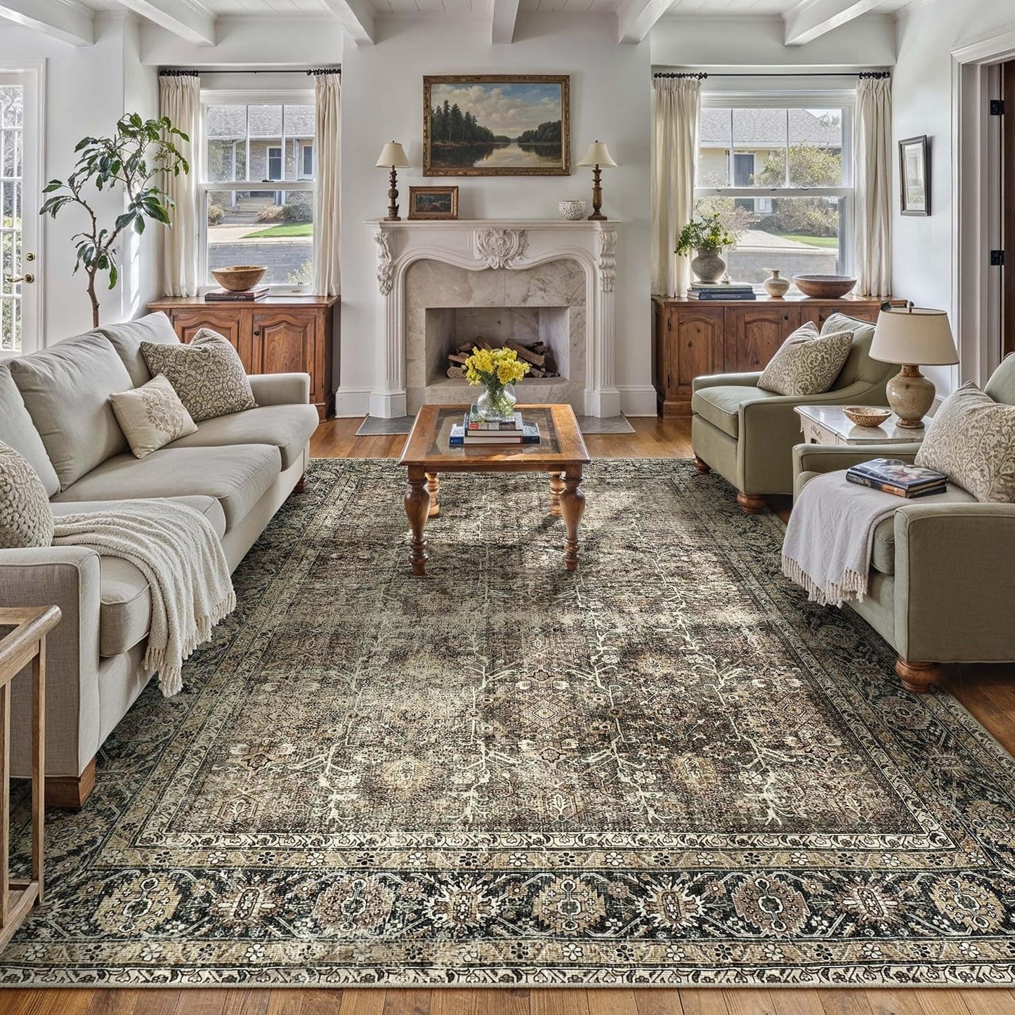 Vintage Area Rug 10x14 by PureCozy - Retro Style Carpet
