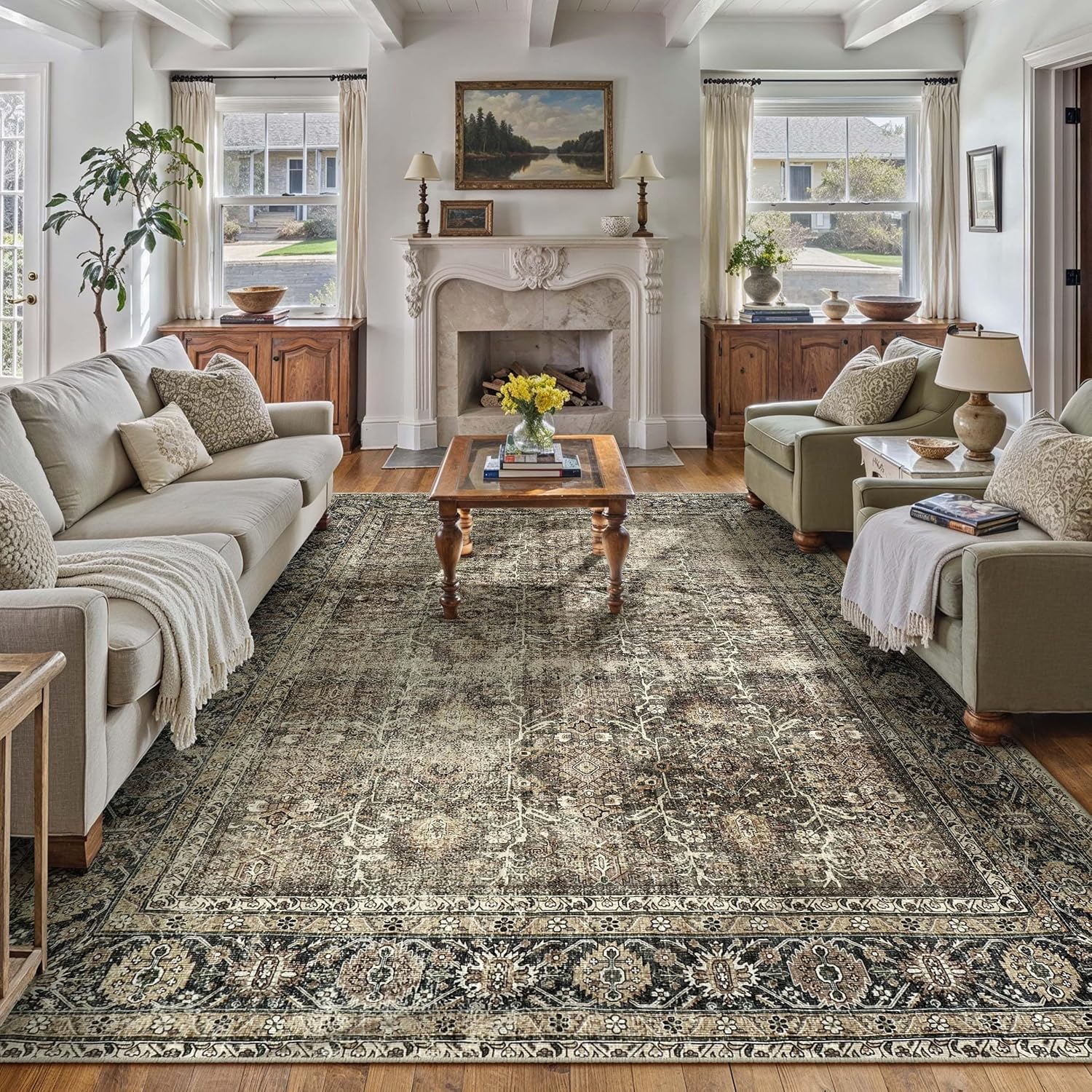 Vintage Area Rug 10x14 by PureCozy - Retro Style Carpet