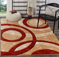 GLORY RUGS Area Rug Modern 8x10 Dark Red Circles Geometry - Soft