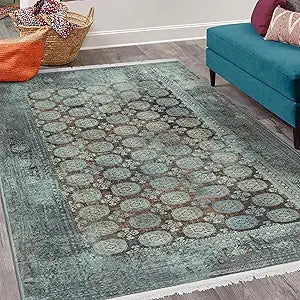 Ottomanson Machine Washable 5x7 Traditional Area Rug in Rust