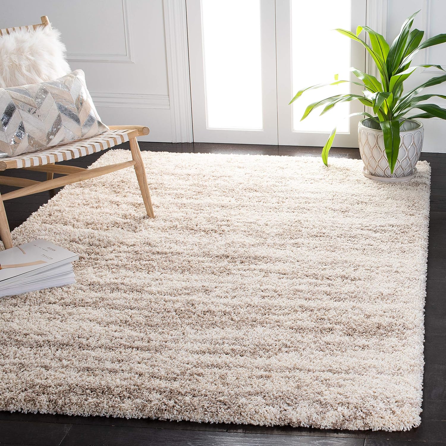 SAFAVIEH Hudson Shag Collection Area Rug - Modern Ivory & Beige