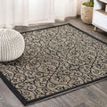 Vintage Filigree Indoor Outdoor Square Area Rug 3X3 - Durable Patio