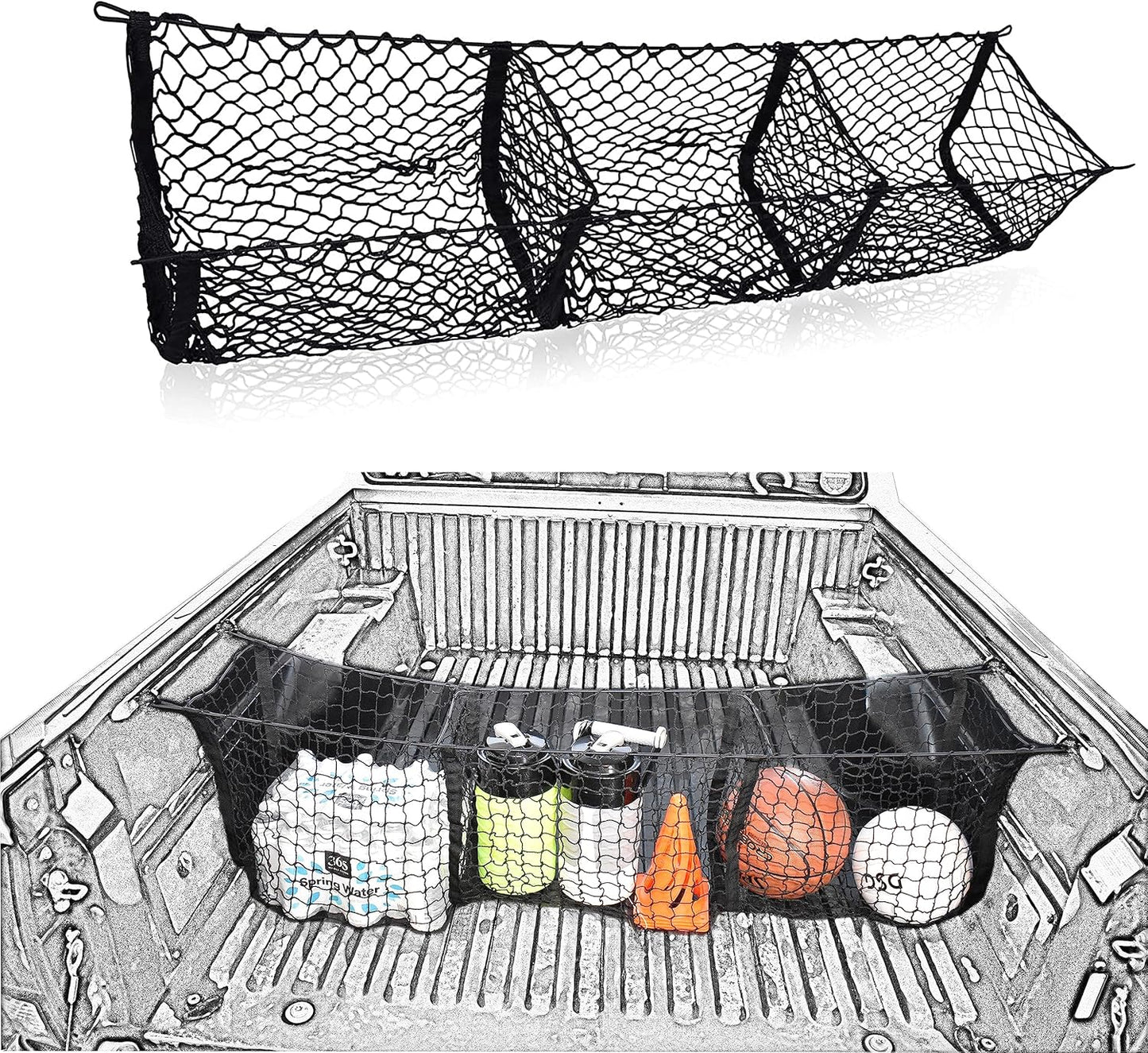 Three Pocket Cargo Net for Toyota Tacoma - Premium Truck Organizers