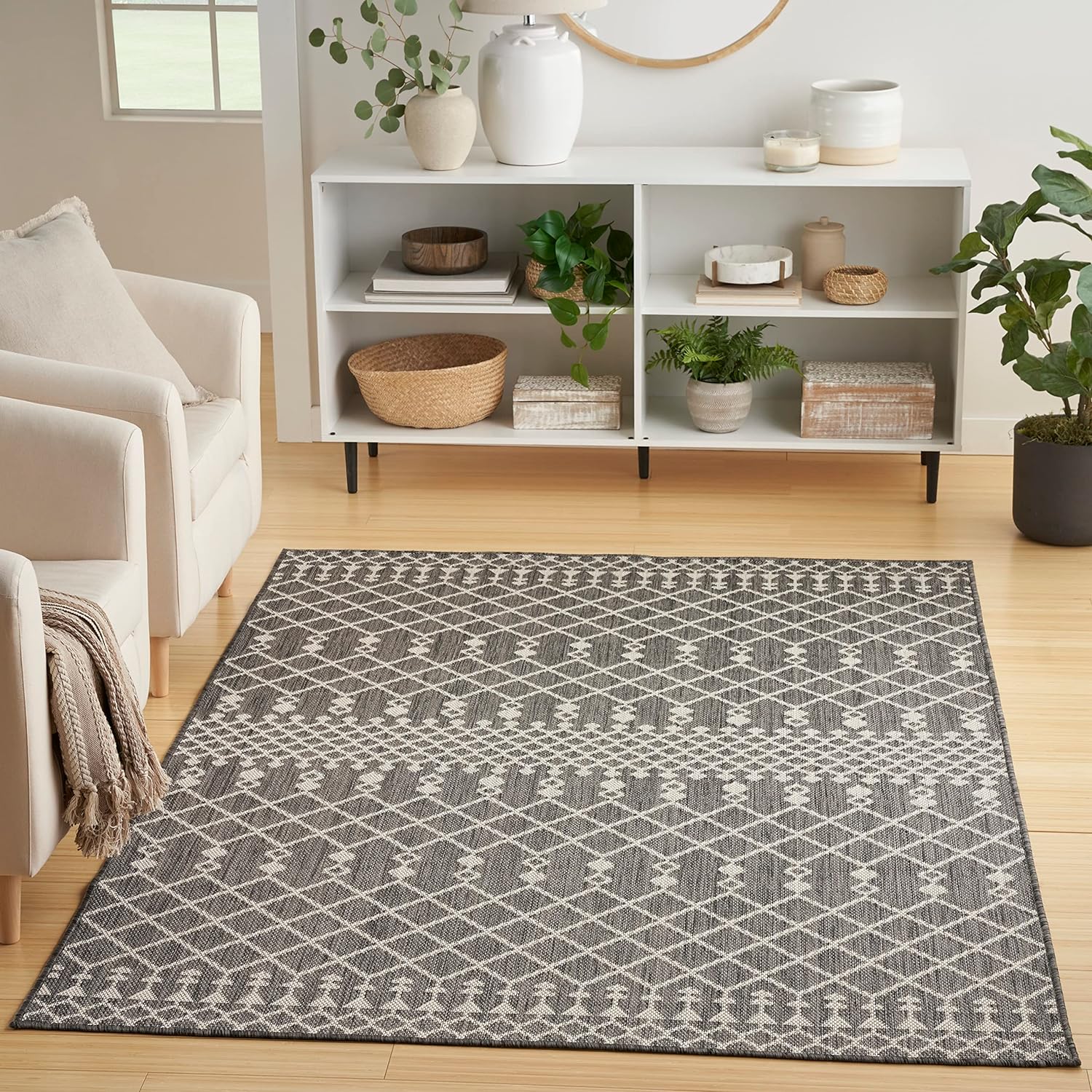 Nourison Home Positano Charcoal Area Rug for Modern Decor