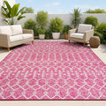 Moroccan Geometric Indoor Outdoor Area Rug 3x5 - Fuchsia/Light Gray