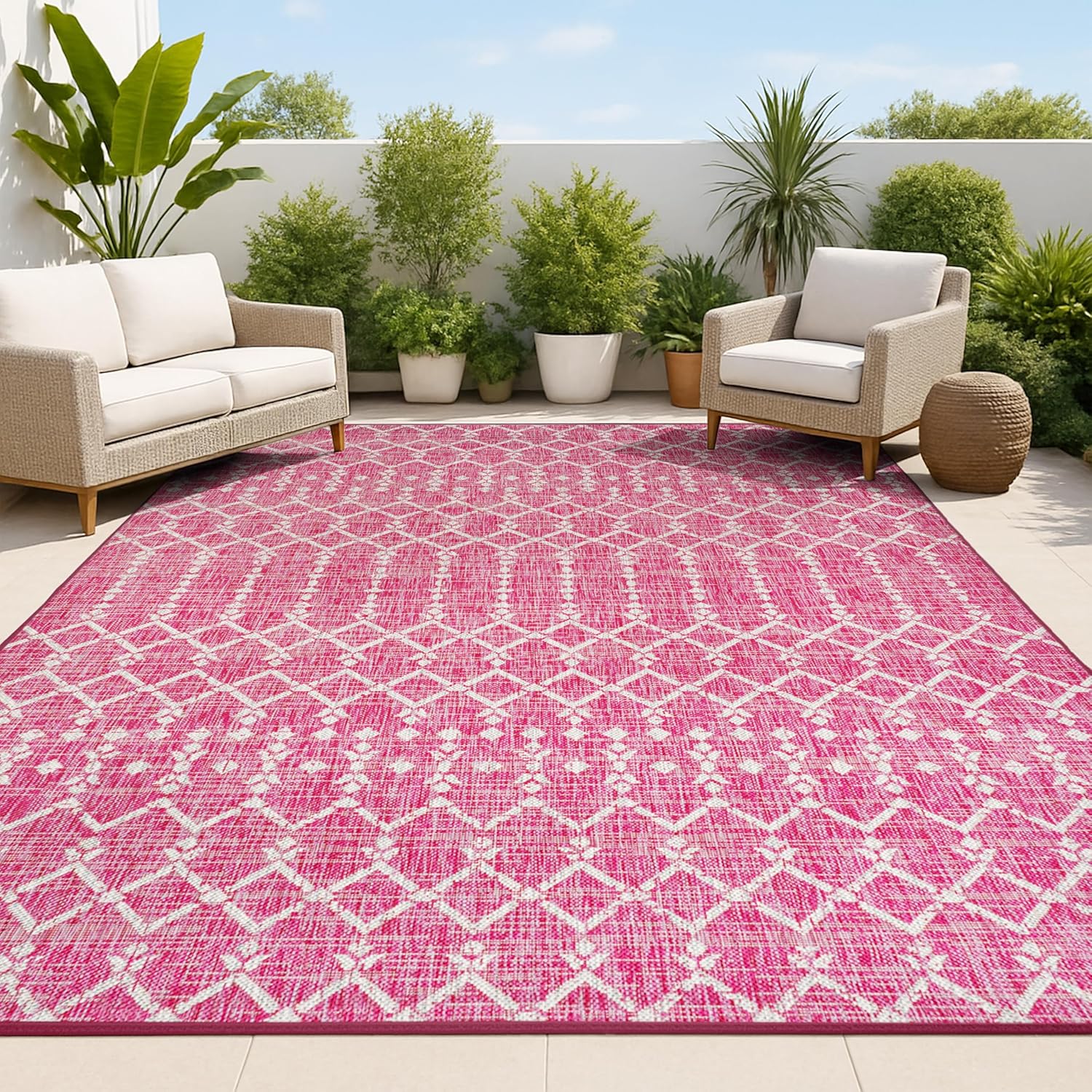 JONATHAN Y Moroccan Geometric Indoor Outdoor Area Rug 3X5