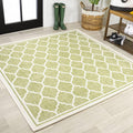 Moroccan Trellis Indoor Outdoor Square Area Rug 5X5 Green Cream