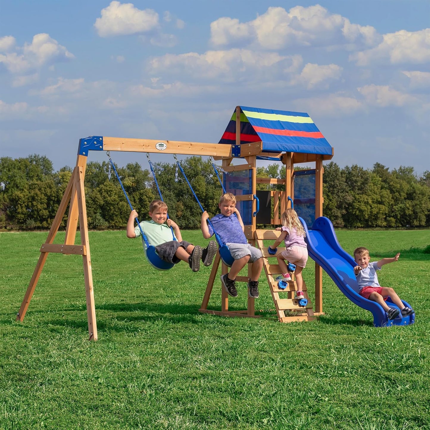 Backyard Discovery Bay Pointe Cedar Wood Swing Set for Kids