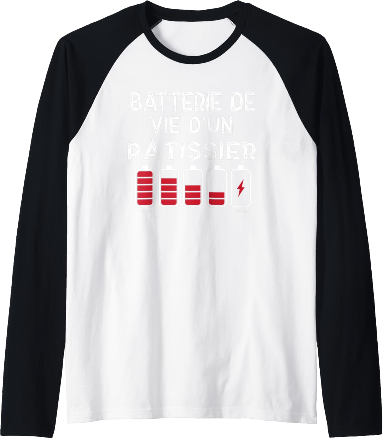 Life Battery Pastry Chef Funny Raglan Tee
