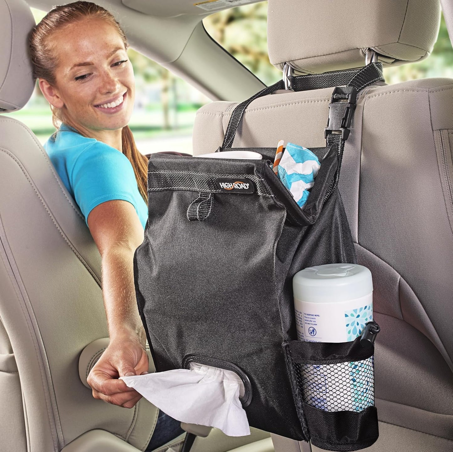 High Road Car Trash Bag - Holds Full Size Tissue Box