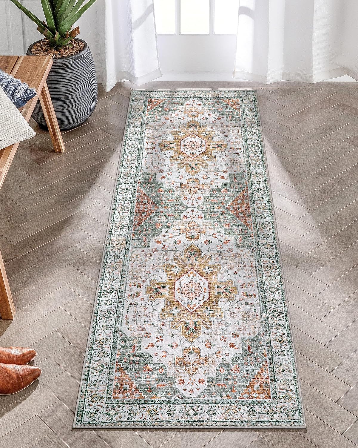 Moynesa Ultra-Thin Washable Runner Rug for High-Traffic Areas
