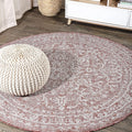 Boho Medallion Indoor Outdoor Round Area Rug 5 Ft - Durable Patio