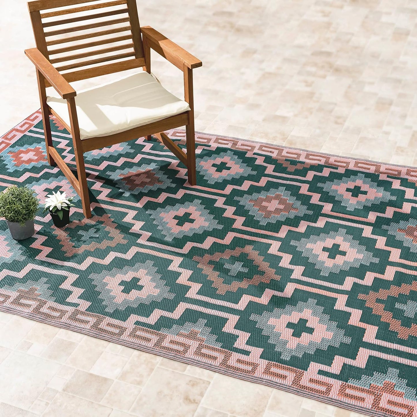 Premium Recycled Plastic Outdoor Rug - Waterproof & Reversible